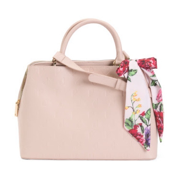 Betsey Johnson Cream Satchel with Floral Scarf - Picture 2 of 9
